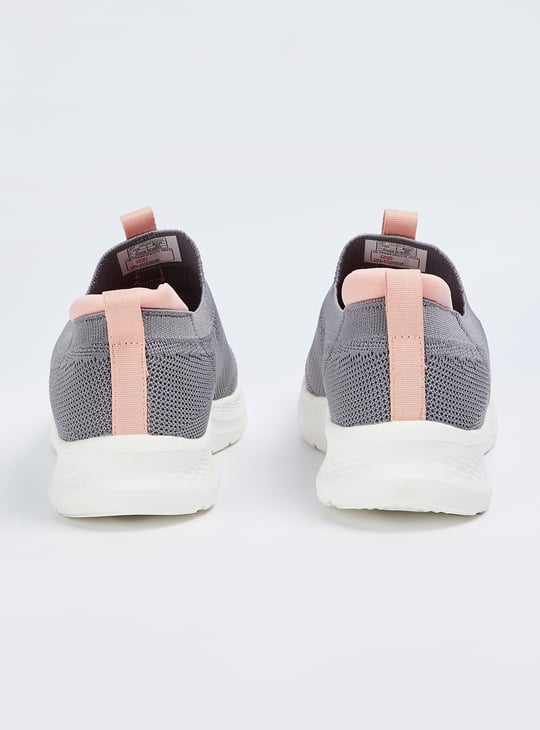 Women Mesh Slip On Sports Shoes Grey PU