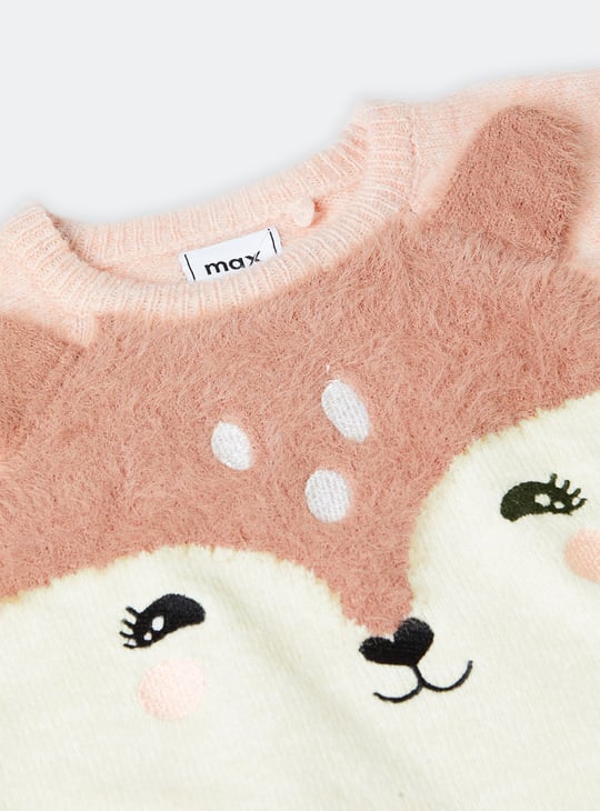 Girls Fox Fuzzy Sweater