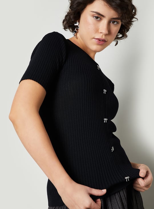 ANDMARY Manon ribbon tops black（andmary Manon ribbon tops