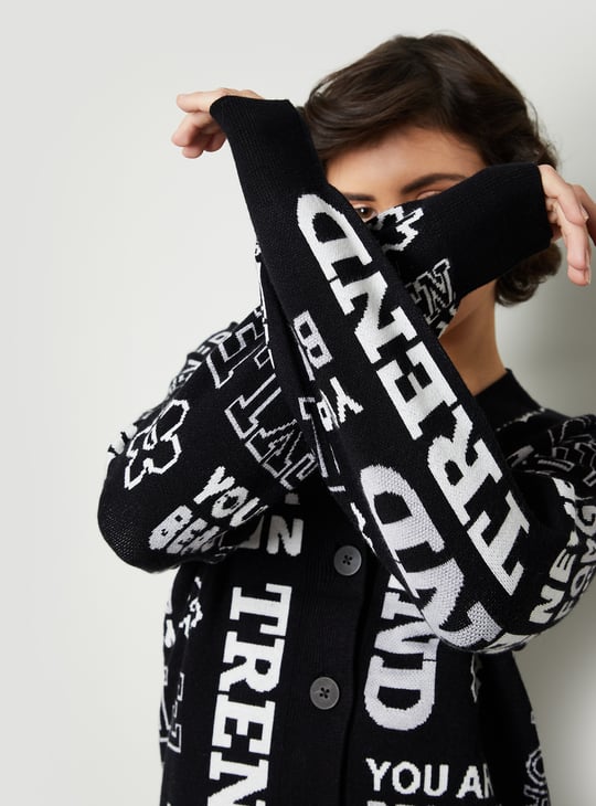 Women Printed Oversized Cardigan