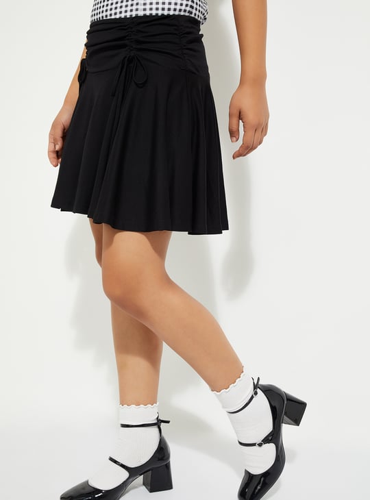 ALAYA F x URB_N Women Ruched Waist A-Line Skirt