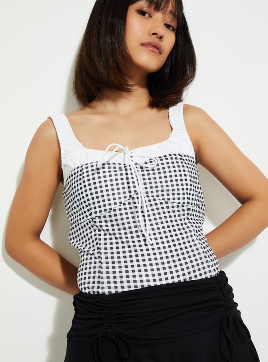 ALAYA F x URB_N Women Checked Top