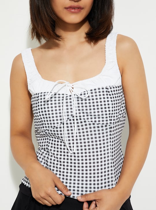 ALAYA F x URB_N Women Checked Top
