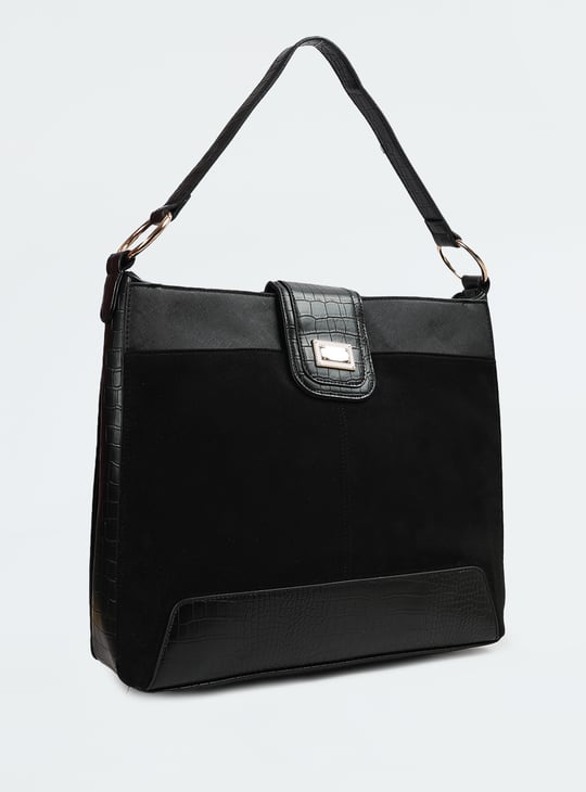 Women Panelled Shoulder Bag Black PU