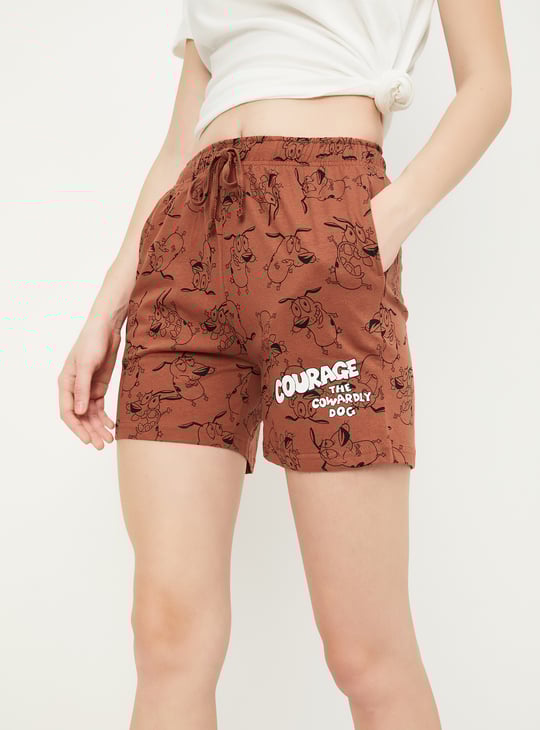 Women Courage The Cowardly Dog Printed Shorts