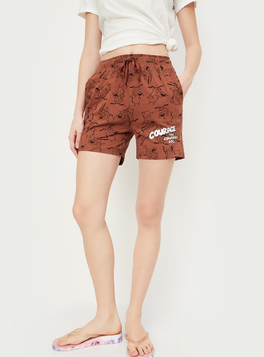 Women Courage The Cowardly Dog Printed Shorts