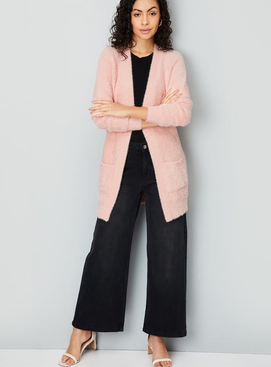 Women Knitted Open Front Cardigan