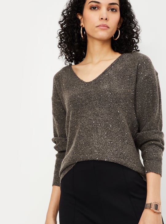 Women Sequinned Sweater