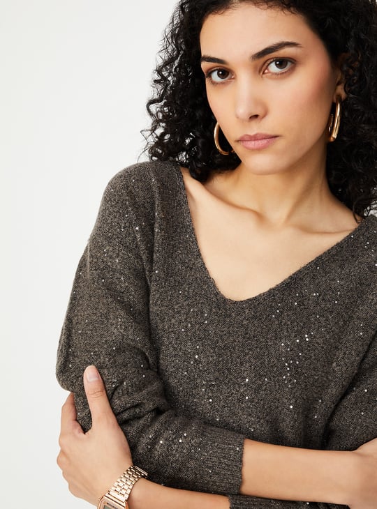Women Sequinned Sweater