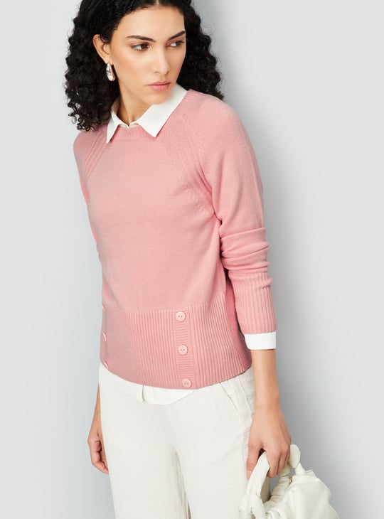 Women Knit Sweater with Button Details