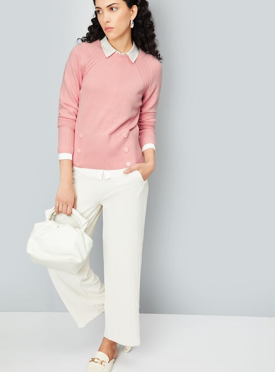 Women Knit Sweater with Button Details