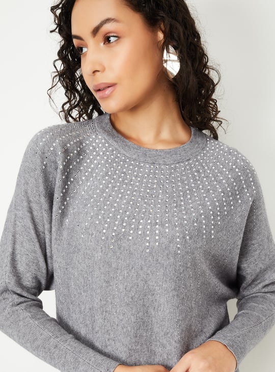 Women Embellished Knitted Sweater