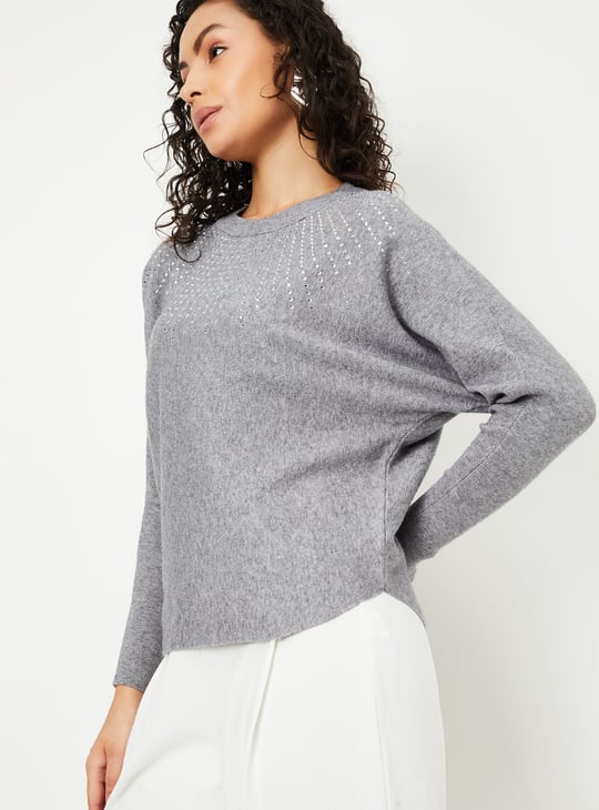Women Embellished Knitted Sweater