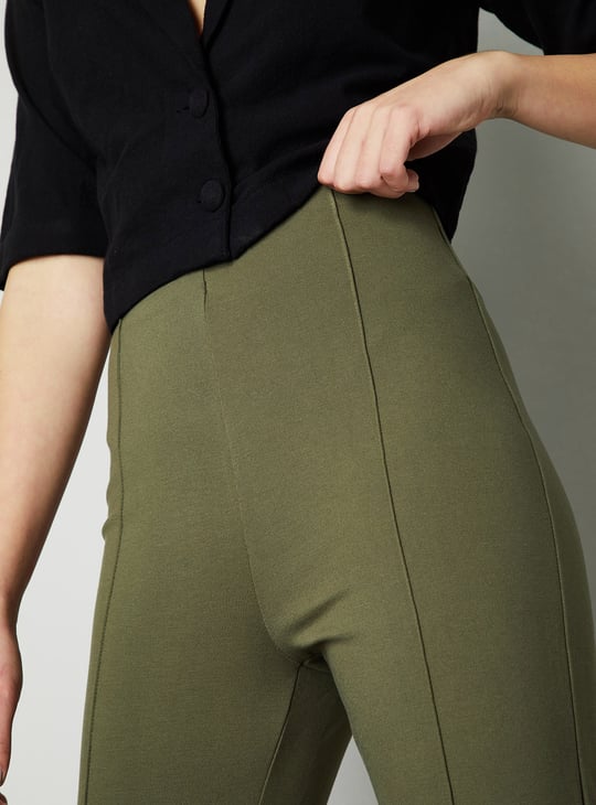 Women Solid Pintuck Trousers | Green | Solid Women Solid Pintuck Trousers | Green | Solid