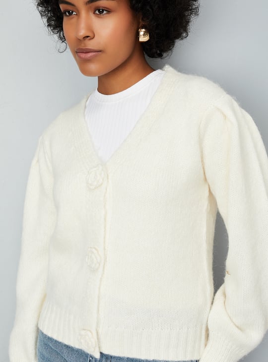 Women Floral Knit Cardigan