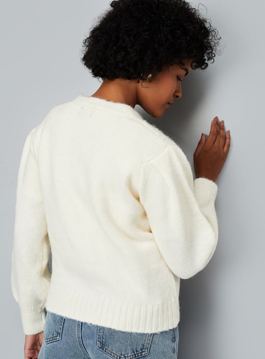 Women Floral Knit Cardigan