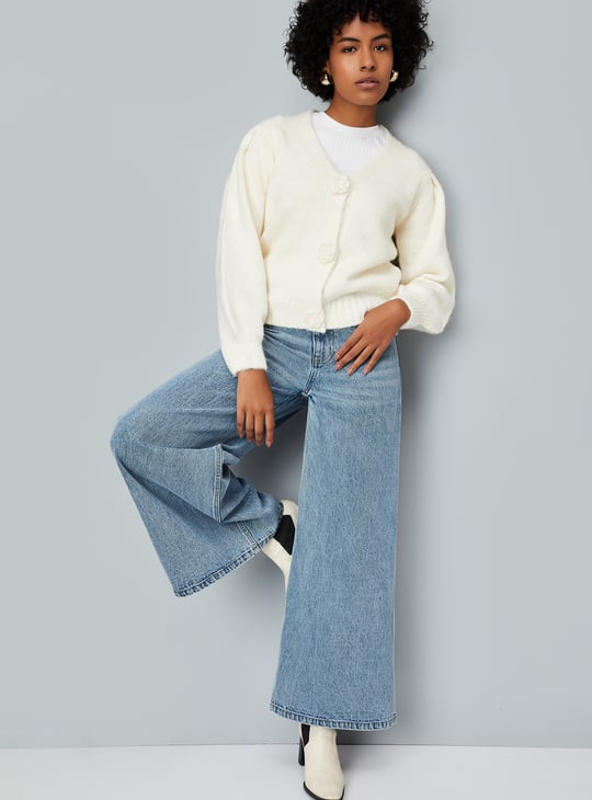 Women Floral Knit Cardigan