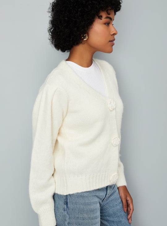 Women Floral Knit Cardigan