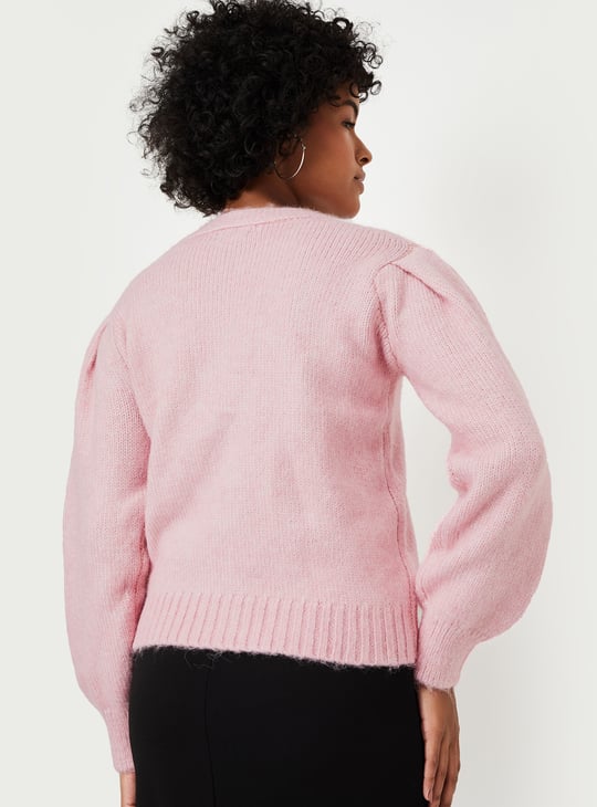 Women Floral Knit Cardigan