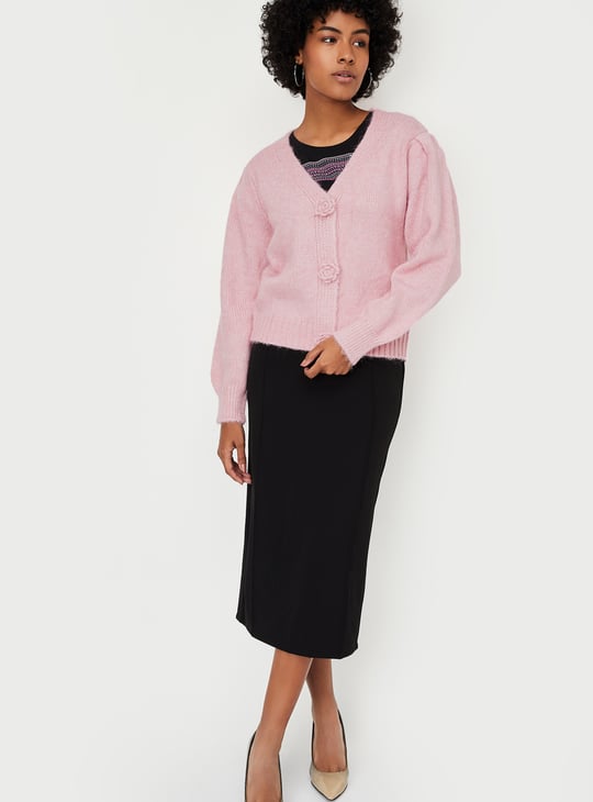 Women Floral Knit Cardigan