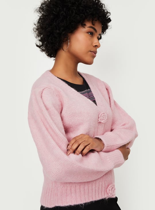 Women Floral Knit Cardigan