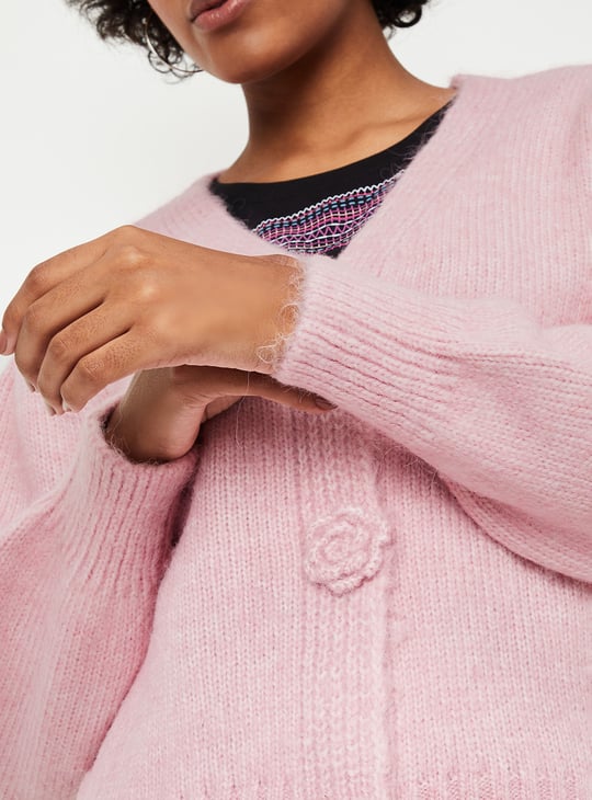 Women Floral Knit Cardigan