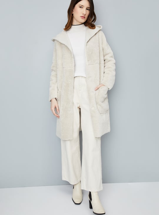 Women Reversible Faux Fur Hooded Coat