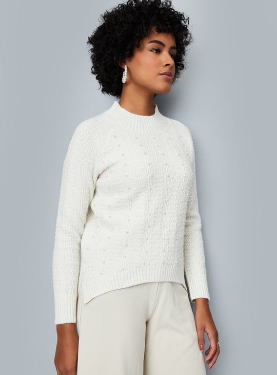 Women Pearl Embellished Sweater