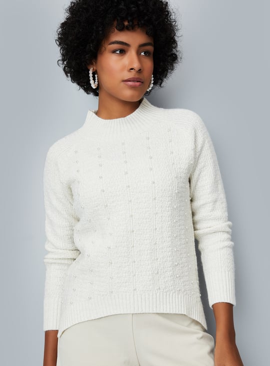 Women Pearl Embellished Sweater