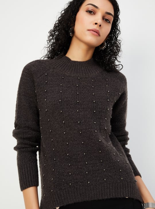 Women Pearl Embellished Sweater