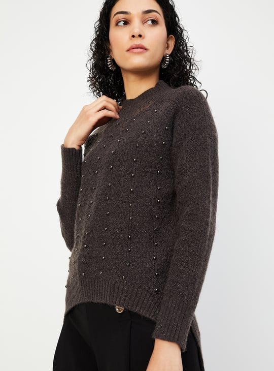 Women Pearl Embellished Sweater