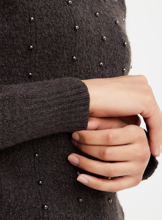 Women Pearl Embellished Sweater