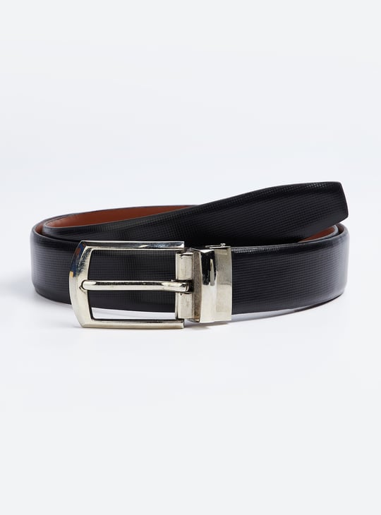 Men Textured Reversible Formal Belt