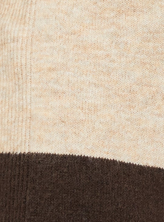 Women Colourblock Open Front Long Cardigan