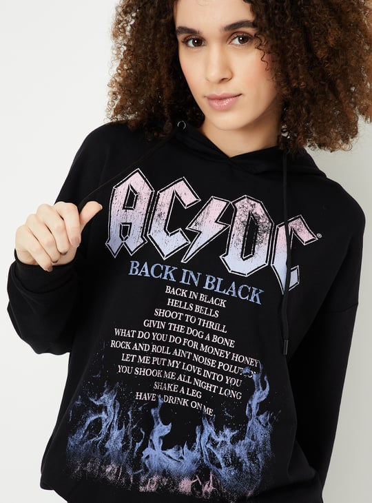 Women AC/DC Print Hooded Sweatshirt