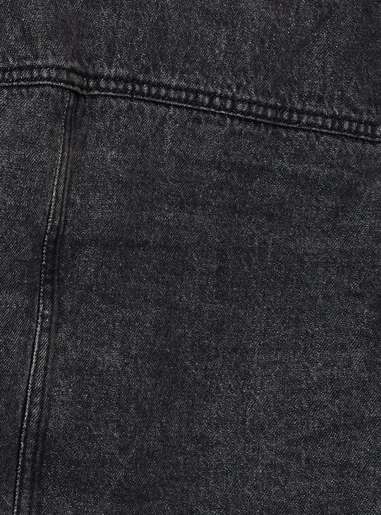 Women Washed Denim Jacket with Sherpa Collar