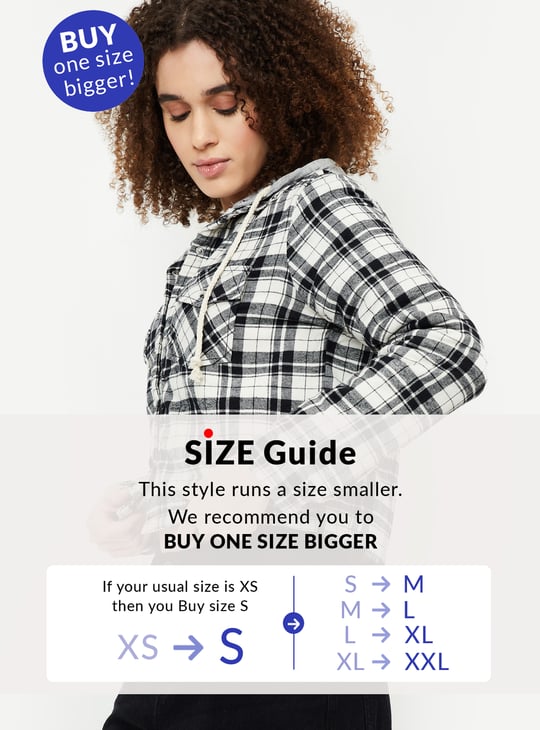 Women Checked Hooded Jacket