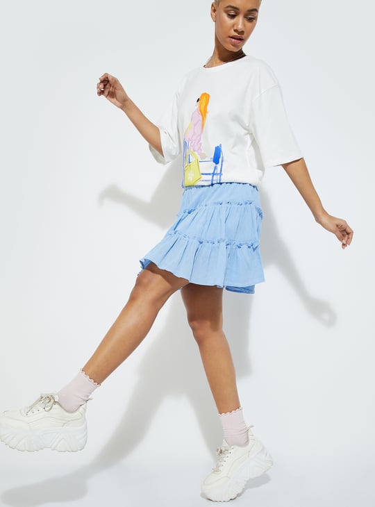 ALAYA F x URB_N Women Solid Tiered Skirt