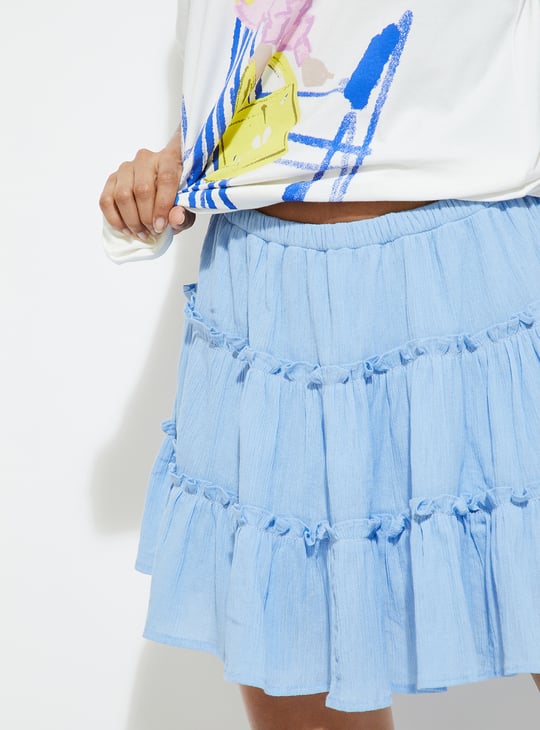 ALAYA F x URB_N Women Solid Tiered Skirt