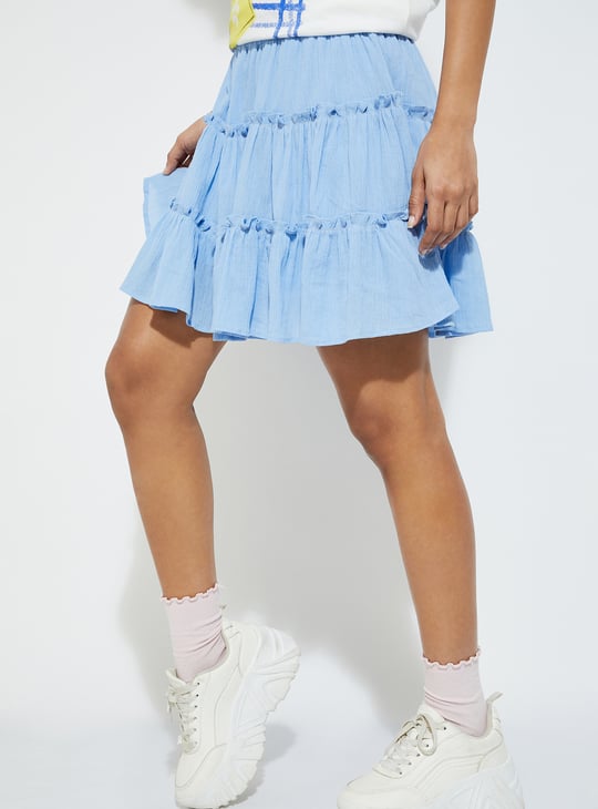 ALAYA F x URB_N Women Solid Tiered Skirt