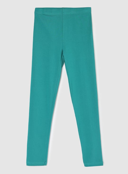 Girls Solid Full-Length Leggings - Pack of 3