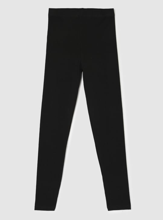 Girls Solid Full-Length Leggings - Pack of 3