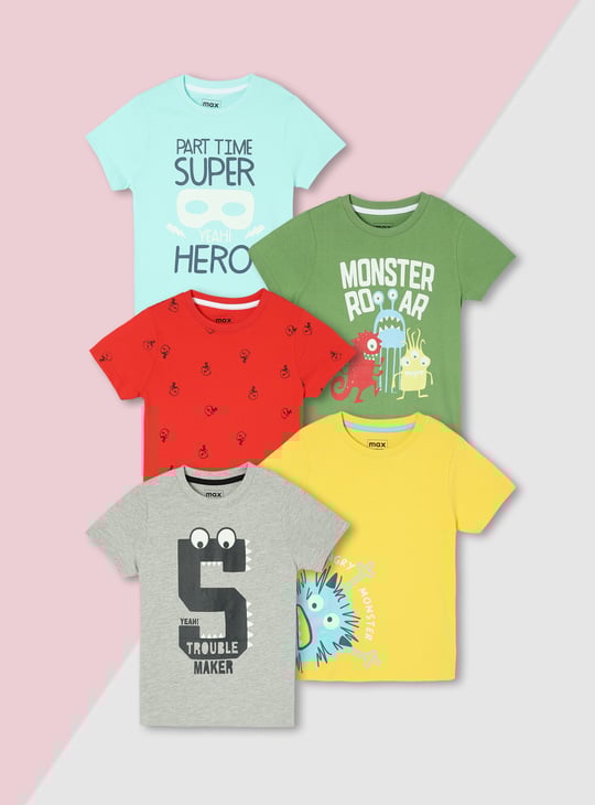 Boys Graphic Printed T-shirt - Pack of 5