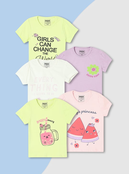Girls Graphic Printed T-shirt Pack of