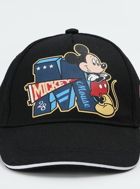 Boys Mickey Mouse Printed Baseball Cap Black Printed