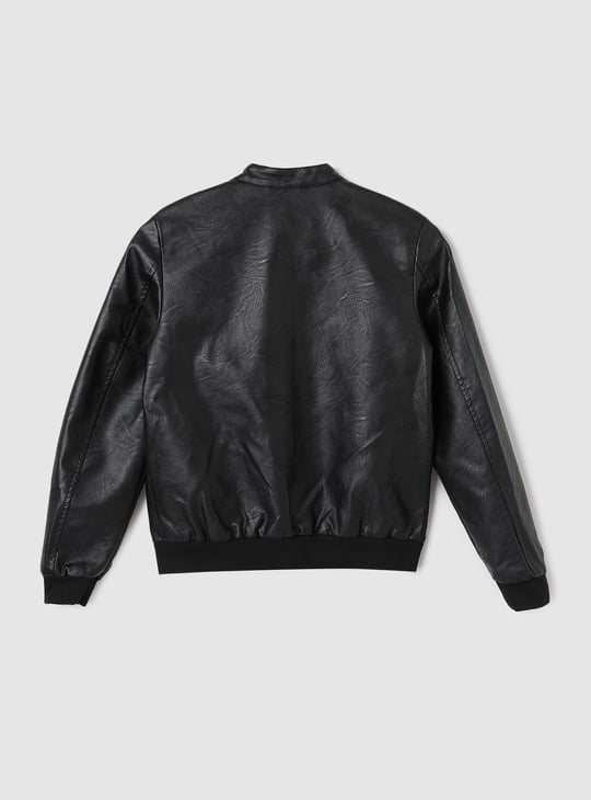 Boys Solid Biker Jacket