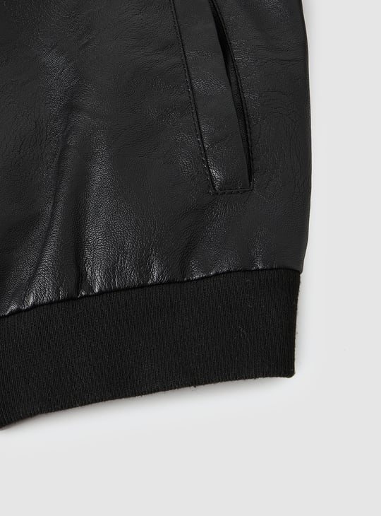 Boys Solid Biker Jacket