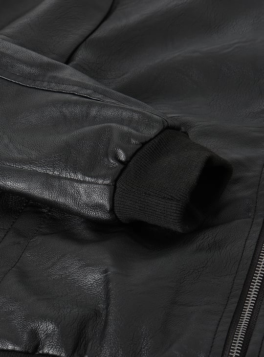 Boys Solid Biker Jacket