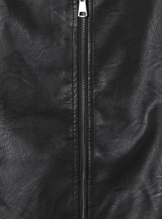Boys Solid Biker Jacket