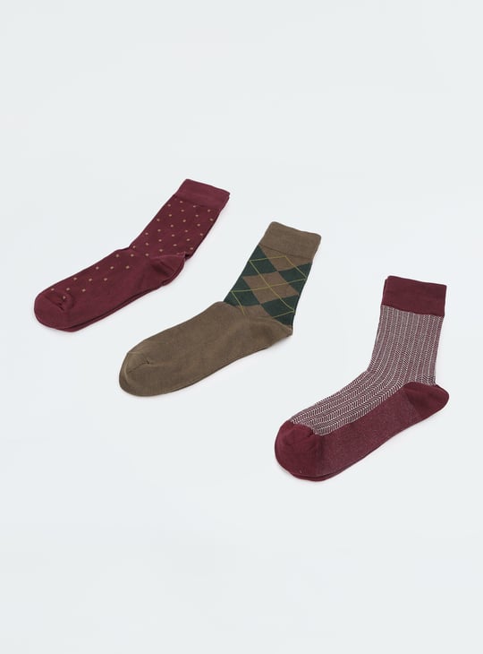 Men Printed Crew Length Socks - Pack of 3